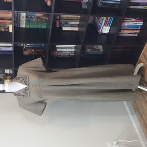 Vtg 90s CHIASSO Black Brown Patterned Embroidered Collar Longline Maxi Dress